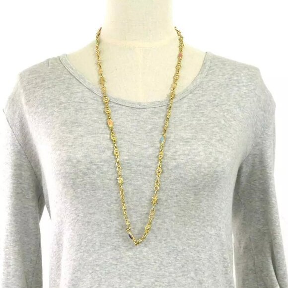 Auth CELINE Necklace Gold/Multicolor Metal/Enamel - Picture 2 of 16
